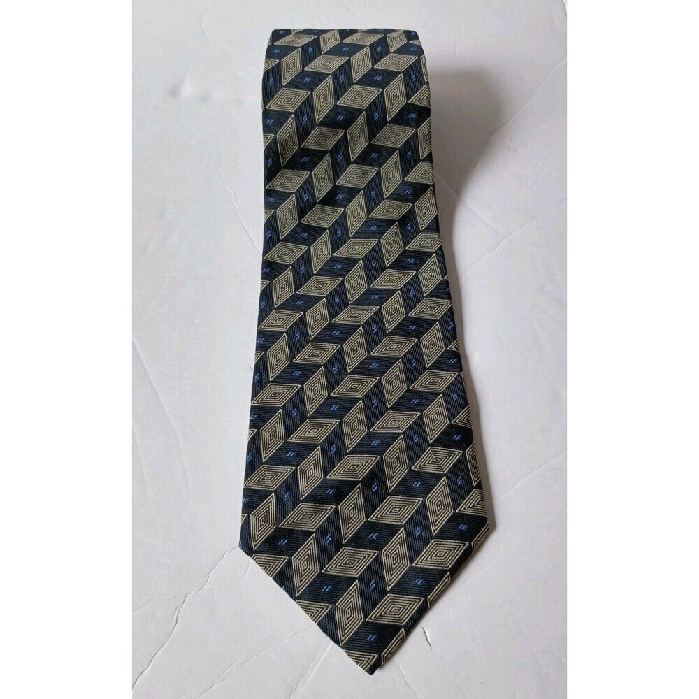 Vintage Polo Ralph Lauren Tie Black Gray Abstract Handmade 100% Silk